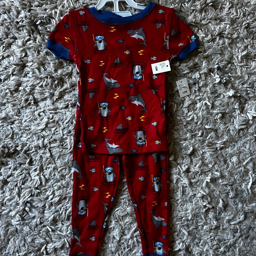 Red Shark Short Sleeve Pajama Set